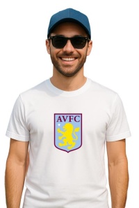 Tricou barbat cu logo stema Aston Villa Anglia , din bumbac 100% - Img 3