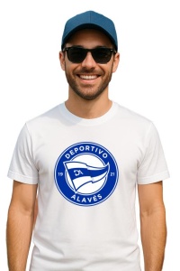 Tricou barbat cu logo stema Deportivo Alaves Spania , din bumbac 100% - Img 2