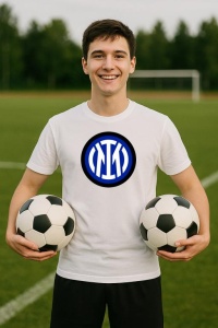 Tricou barbat cu logo stema FC InternazionaleMilano Italia , din bumbac 100% - Img 8