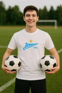 Tricou barbat cu logo stema FC Zenit Rusia , din bumbac 100% - Img 8