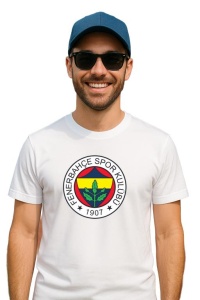 Tricou barbat cu logo stema Fenerbahçe Turcia , din bumbac 100%