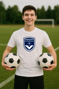 Tricou barbat cu logo stema Girondins de Bordeaux Franta , din bumbac 100% - Img 8