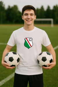 Tricou barbat cu logo stema Legia Warsaw Polonia , din bumbac 100%