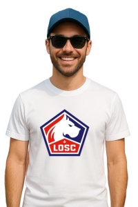 Tricou barbat cu logo stema Lille LOSC Franta , din bumbac 100% - Img 3