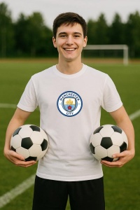 Tricou barbat cu logo stema Manchester City Anglia , din bumbac 100% - Img 8