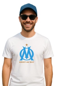 Tricou barbat cu logo stema Olympique de Marseille Franta , din bumbac 100% - Img 3