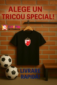 Tricou barbat cu logo stema Red Star Belgrade Serbia , din bumbac 100% - Img 6