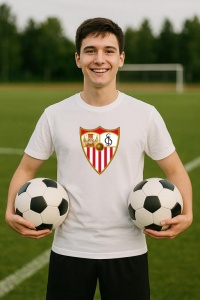 Tricou barbat cu logo stema Sevilla FC Spania , din bumbac 100% - Img 8