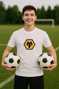 Tricou barbat cu logo stema Wolverhampton Wanderers Anglia , din bumbac 100% - Img 8