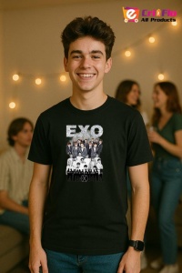 Tricou barbat Kpop cu trupa EXO 10 music Coreean 206 - Img 8