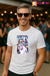 Tricou barbat Kpop cu trupa HAERIN music Coreean 214 - Img 4