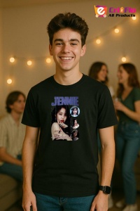 Tricou barbat Kpop cu trupa JENNIE KIM music Coreean 226 - Img 7