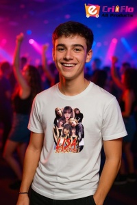 Tricou barbat Kpop cu trupa lisa 5 music Coreean 258 - Img 5