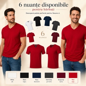 Tricou Bărbat Malfini Action V-Neck 700, 95% Bumbac, 5% Elastan, Guler în V, Slim Fit, 6 Culori, Mărimi S–2XL - Img 10
