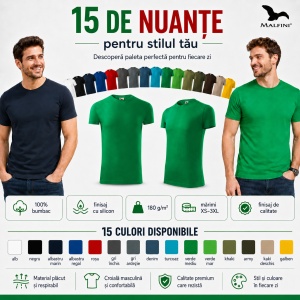 Tricou Bărbat Malfini Viper 143, 100% Bumbac, 180 g/m², Guler Rotund, Croială Slim Fit, 15 Culori Disponibile, Mărimi S 3XL - Img 9