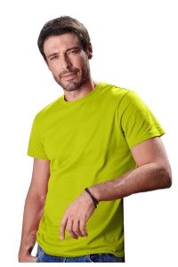 Tricou barbat Simplu basic galben lime purtat de un bărbat frumos si tanar