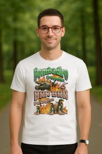 Tricou Barbat Tralalero Tralala cu personajul Bombadiro VS Brr Patapim Funny Italian Brainrot Meme Graphic (1) - Img 3