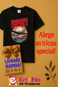 Tricou Barbat Tralalero Tralala cu personajul Bombardiro Bombardino Crocodilo Funny Italian Brainrot Meme (1) - Img 6
