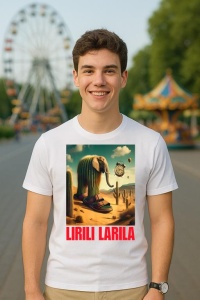 Tricou Barbat Tralalero Tralala cu personajul Lirili Larila - Italian Brainrot Meme - Img 5