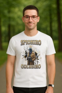 Tricou Barbat Tralalero Tralala cu personajul Spioniro Golubiro Italian Brainrot Meme Humor Trend - Img 3