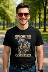 Tricou Barbat Tralalero Tralala cu personajul Spioniro Golubiro Italian Brainrot Meme Humor Trend - Img 4
