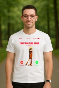 Tricou Barbat Tralalero Tralala cu personajul Tung Tung Tung Sahur - Italian Brainrot Meme - Img 1