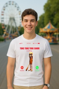 Tricou Barbat Tralalero Tralala cu personajul Tung Tung Tung Sahur - Italian Brainrot Meme - Img 4