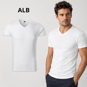 Tricou Bărbați cu Guler în V, 100% Bumbac, Slim Fit, 180 g/m², 14 Culori, Mărimi S–3XL - Img 27