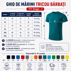 Tricou Bărbați Malfini Origin GOTS 171, 100% Bumbac Organic, 160 g/m², Guler Rotund, Label Free, Mărimi S 3XL, 15 Culori - Img 4