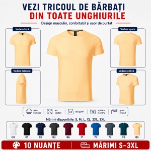 Tricou Bărbați Malfini Premium Action, 95% Bumbac, 5% Elastan, Slim Fit, 180 g/m², Guler Rotund, Mărimi S–3XL, 10 Culori - Img 9