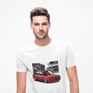 Tricou barbati pasionati auto - E30 ENGINE - din bumbac, personalizat - Cadou