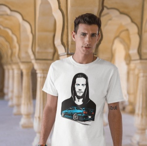 Tricou barbati pasionati auto - Paul Walker - din bumbac, personalizat - Cadou