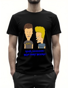 Bărbat purtând un tricou negru fiind o piesă amuzantă și plină de energie, având un design inspirat de celebrele personaje Beavis și Butt-Head. Pe tricou, cei doi sunt reprezentați în stilul lor caracteristic, iar sub imagine apare mesajul „ROCK OOOOOON! 