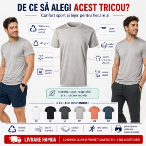 Tricou bărbați sport Malfini Chance GRS 810, micro poliester reciclat, Extra Dry, 6 nuanțe - Img 2
