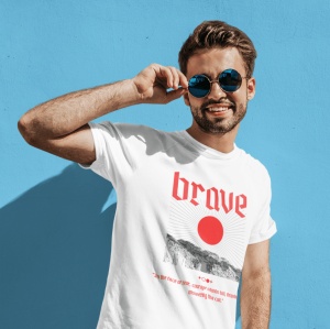 Tricou barbati Streetwear - Brave - din bumbac, personalizat - Cadou