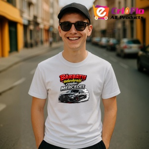 Tricou Barbatii Adevarati Conduc Mercedes Masina Gri V1, din bumbac 100% , tricou alb pentru Barbat - Img 3