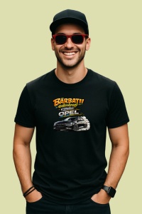 Tricou Barbatii Adevarati Conduc Opel Masina Gri V1, din bumbac 100%, tricou negru Barbat - Img 2
