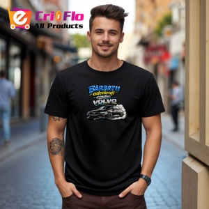 Tricou Barbatii Adevarati Conduc Volvo Masina Gri V2, din bumbac 100%, tricou negru Barbat - Img 2