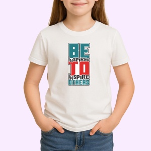 Tricou Be Inspired To Inspire Others Fundal Gri, din bumbac 100% , tricou alb pentru Copii | Dama | Barbat - Img 2