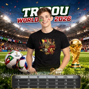 Tricou Belgium World Cup 2026 Fifa, din bumbac 100%, tricou negru, Copii | Dama | Barbat - Img 6