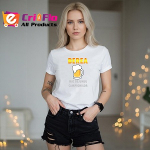 Tricou Bere Mic Dejun Campionilor, din bumbac 100%, tricou alb, Dama | Barbat - Img 5