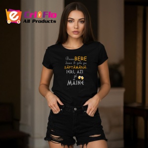 Tricou Bere Saptamana Pahare Ciocnite Negru, din bumbac 100%, tricou negru Dama | Barbat - Img 3