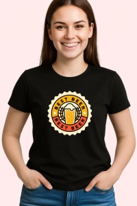 Tricou Best Beer Badge, din bumbac 100%, tricou negru, Dama | Barbat - Img 2