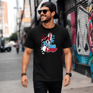 Tricou Big Drip Sneaker Splash Blue Red Urban Graffiti Design, din bumbac 100%, tricou negru, Copii | Dama | Barbat - Img 5
