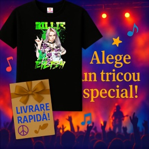 Tricou Billie Eilish - Neon Look, muzica Hip-Hop, Dama | Barbat | Copii, Culoare Negru - Img 15