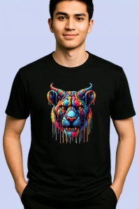 Tricou Bivol curcubeu in stil graffiti digital Copii | Dama | Barbat, culoare negru - Img 2