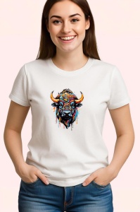 Tricou Bivol stil graffiti cu fundal negru si pete colorate Copii | Dama | Barbat - Img 3