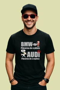Tricou Bmw Audi Mesaj Funny, din bumbac 100%, tricou negru, Dama | Barbat - Img 2