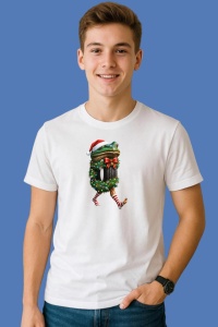 Tricou Boneca Ambalabu Imbodobit Cu Decoratiuni De Craciun, din bumbac 100%, tricou alb, Copii | Dama | Barbat - Img 2