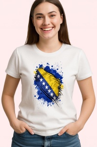 Tricou Bosnia And Herzegovina Steag Splash Art, Copii | Dama | Barbat